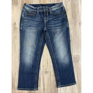 Vigoss Capri Jeans Mid Rise Heritage Fit Embroidered Studded Women’s Size 8